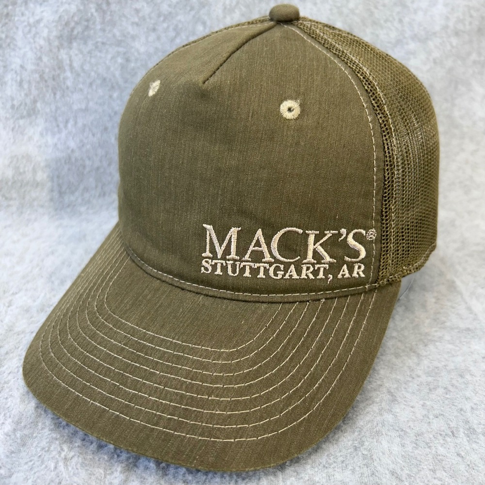 Mack's Stuttgart AR Mens Olive Mack's Prairie Wings Trucker Hat Snapback OSFM